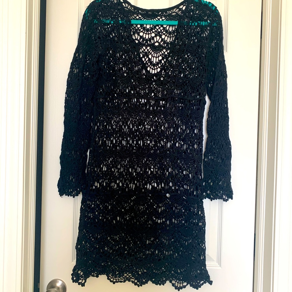 NEVER WORN! Crochet detail bathing suit cover-up